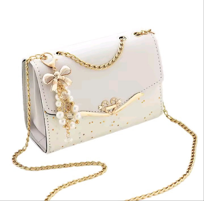 Sac Bandoulière Femme Chic à Paillettes et Pompon